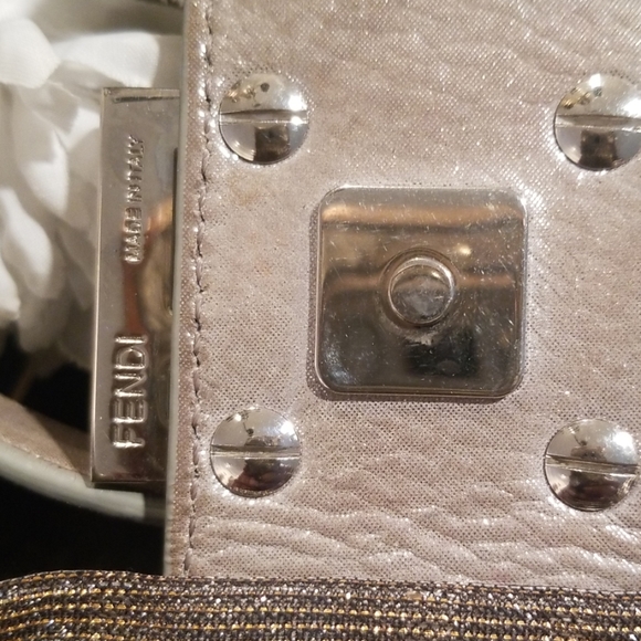 SOLD - Fendi Shimmer Zucca Jacquard Baguette, Gold/Silver/Palladium Baquette - Picture 9 of 16